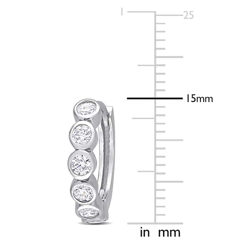 Miadora 2 1/6 CT TGW Cubic Zirconia Hoop Earrings in Sterling Silver - 3.4 mm x 15.5 mm
