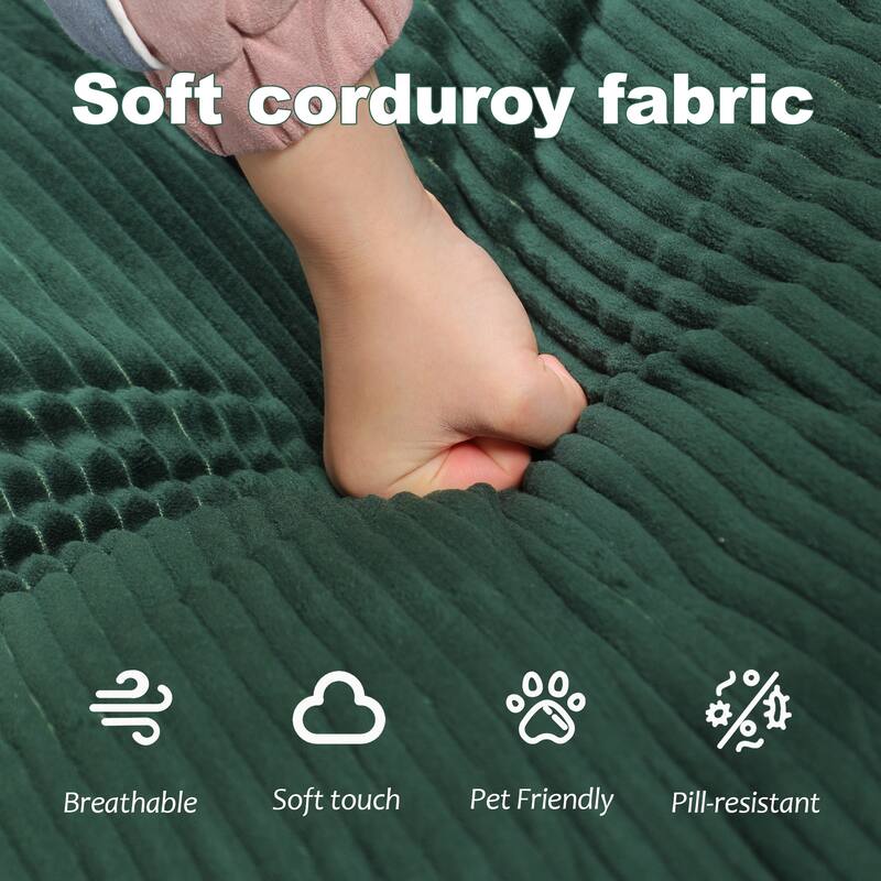 Compression Human Dog Sofa Bed, 3-in-1 Corduroy Floor Couch with Pillow, Folding Lounger for Adults & Pets