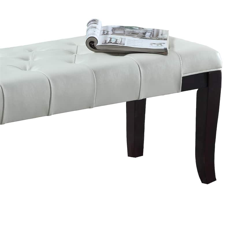 Fabric Tufted Turned Leg Dining Bench