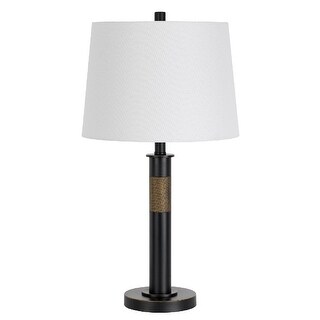 26 Inch Metal Table Lamp, Dimmer, Fabric Shade, Bronze, Black - 30.9 L X 14 W X 26 H