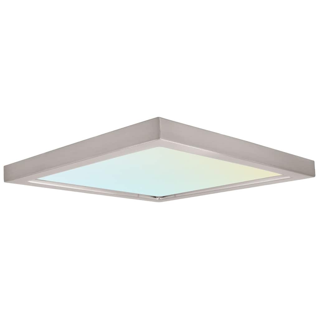 Luxrite 9" Square LED Flush Mount 18W 3 Color Selectable 1200 Lumens Dimmable Damp Rated Nickel ETL Listed