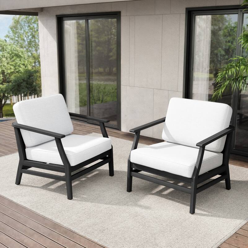 Teak Outdoor Patio Club Chairs Loveseat with Cushions