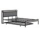 Queen Modern & Rustic Metal Platform Bed Frame with Twin Trundle ...