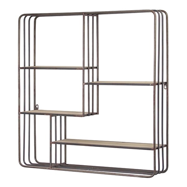 Rustic Wood and Metal Multi Unit Hanging Wall Shelf Bed Bath Beyond 28981431
