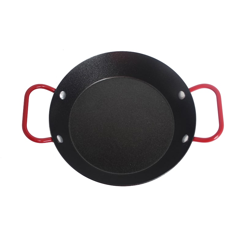 IMUSA Carbon Steel 6 in Paella Pan in Black with Red Handles