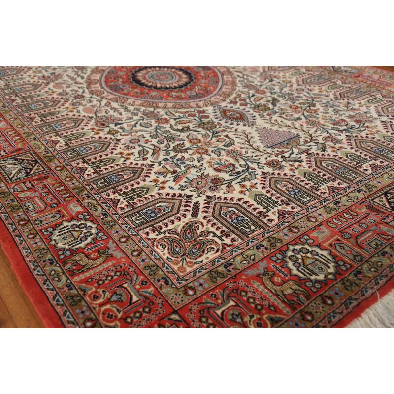 Hand Knotted Oriental Kork Wool Carpet Traditional Floral Beige & Ivories Qum Area Rug - 7' 2'' X 4' 9''