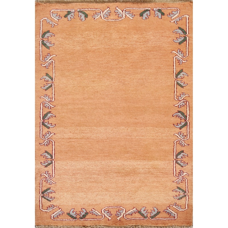 Bordered Gabbeh Kashkoli Oriental Area Rug Hand-knotted Wool Carpet - 2'8" x 3'9"
