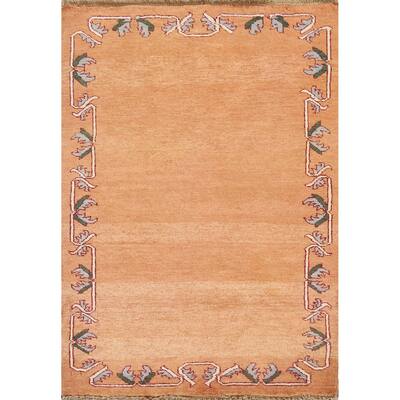 Bordered Gabbeh Kashkoli Oriental Area Rug Hand-knotted Wool Carpet - 2'8" x 3'9"
