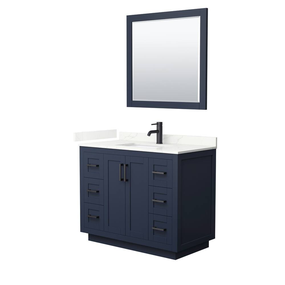 Miranda 42-inch Single Vanity, Quartz Top, 34-inch Mirror