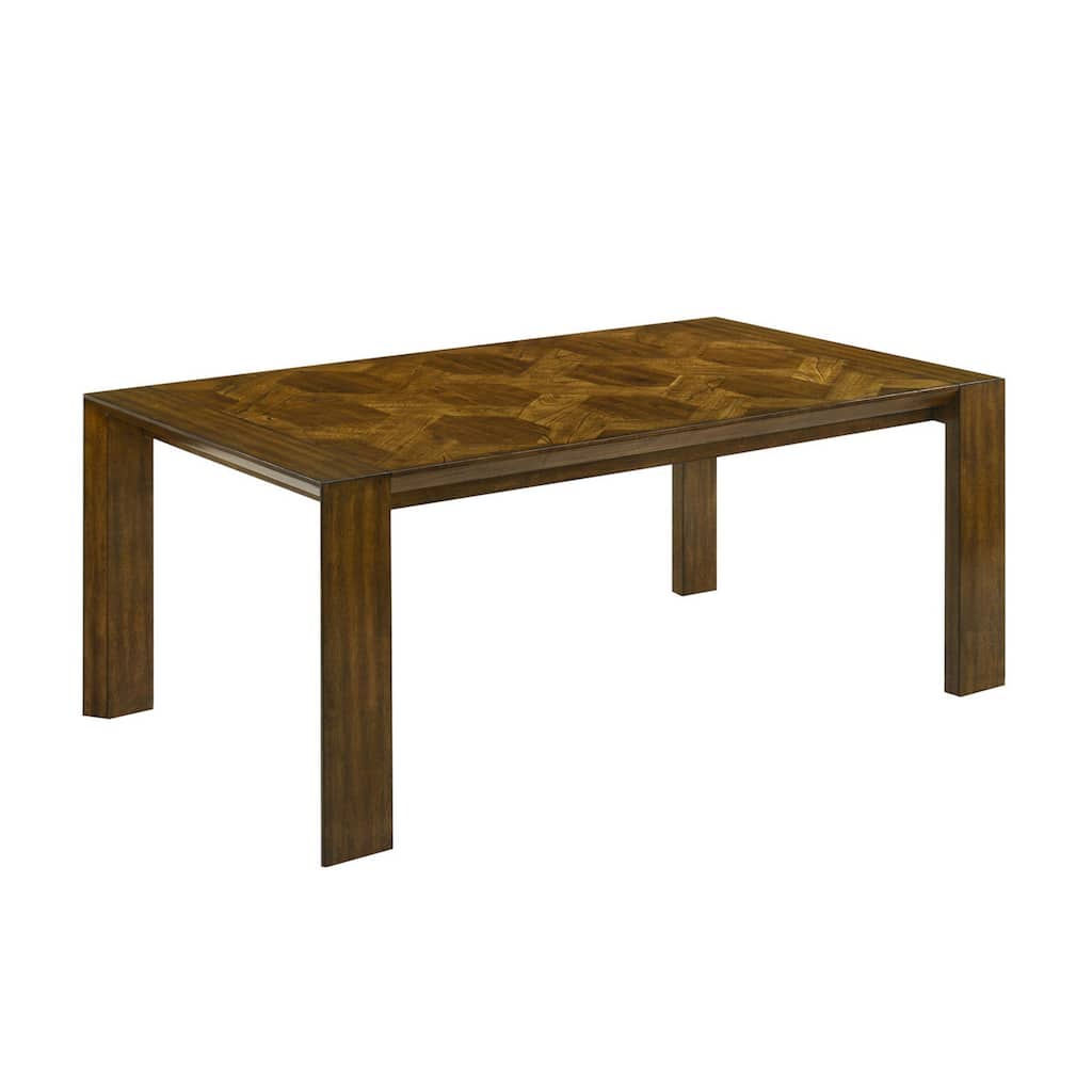 Liyo Dining Table, 71 Inch Rectangular Brown Wood Top, Block Legs