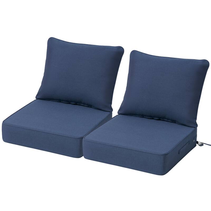 24''Wx24''Dx5.5''in T Outdoor Indoor Patio Premium Fabric Seat Cushions Set (Seat & Back) - 2PC - NavyBlue
