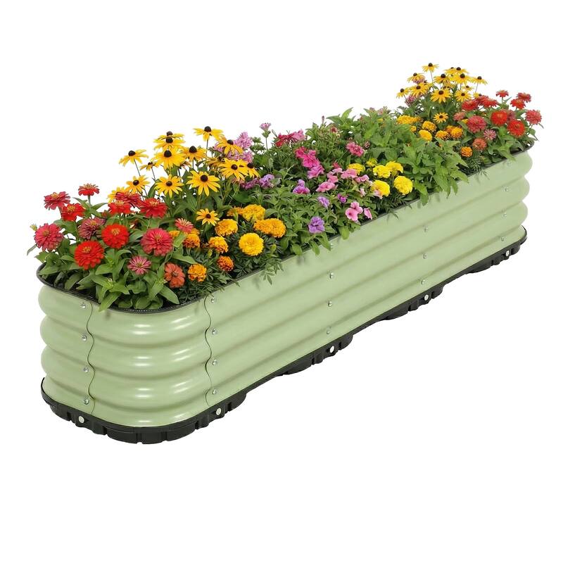 Aoodor Galvanized Self-Watering Planter Box - Green - 63"W x 16.5"D x 11.2"H