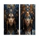 preview thumbnail 2 of 5, Designart "Gold & Black Queen Nefertiti Of Egypt Portrait IV" Woman African American Canvas Set Of 2 - Modern Wall Art