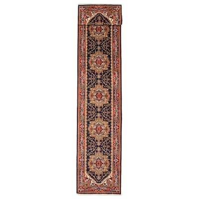 ECARPETGALLERY Hand-knotted Serapi Heritage Dark Navy Wool Rug - 2'7 x 18'0