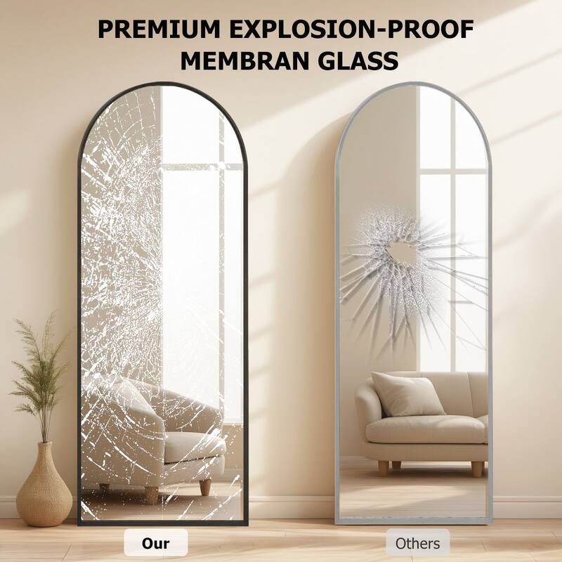 Full Length Mirror with Stand, Floor Mirror with Aluminum Alloy Frame for Bedroom, Standing Full Body Mirror for Wall, Cloakroom