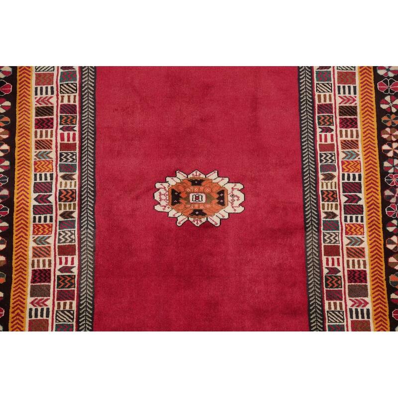Hand Knotted Oriental 100% Wool Carpet Traditional Tribal Red Shiraz Area Rug - 5' 11'' X 4' 1''