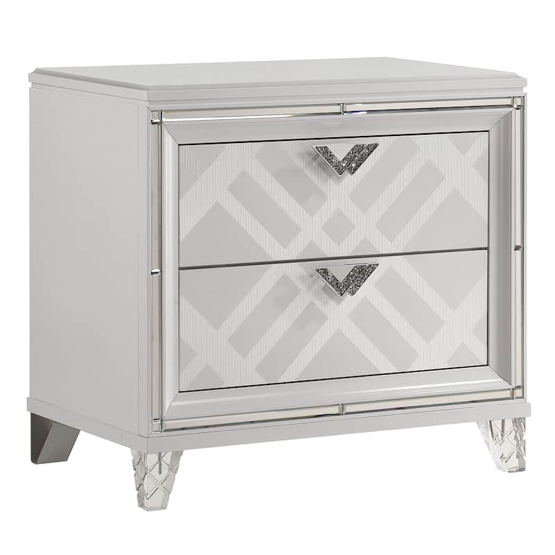 Bel Air Glam 2-Drawer Wood Nightstand with USB Ports by Furniture of America