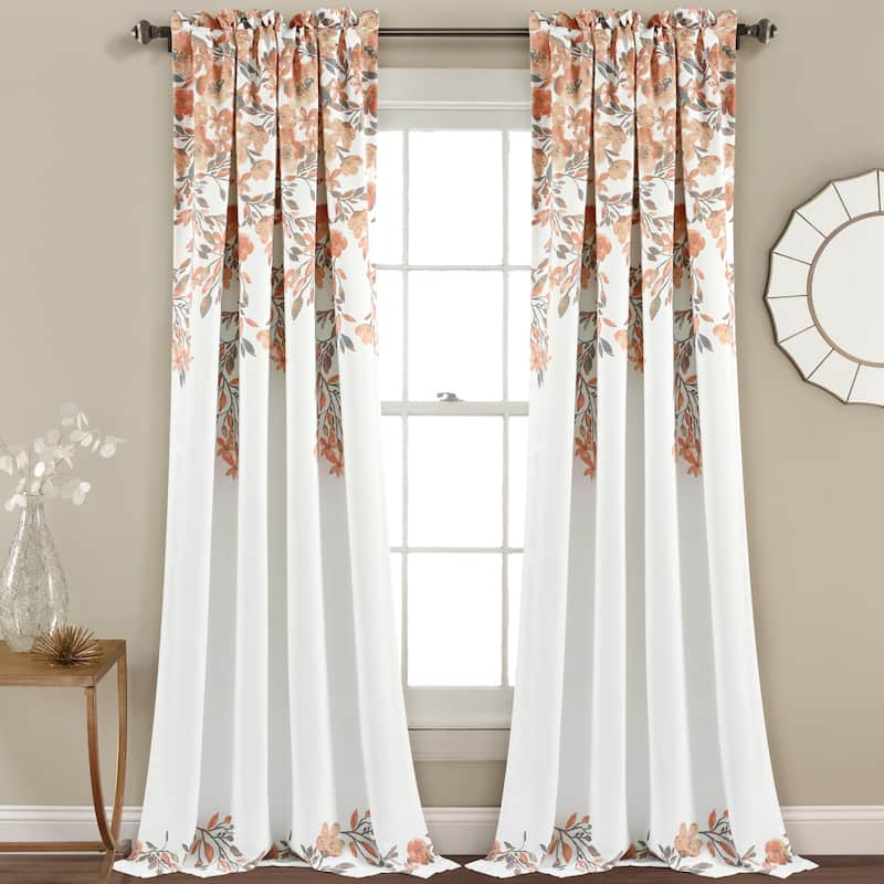 Porch & Den Elcaro Floral Room Darkening Curtain Panel Pair - 52"W x 84"L - Blush & Gray