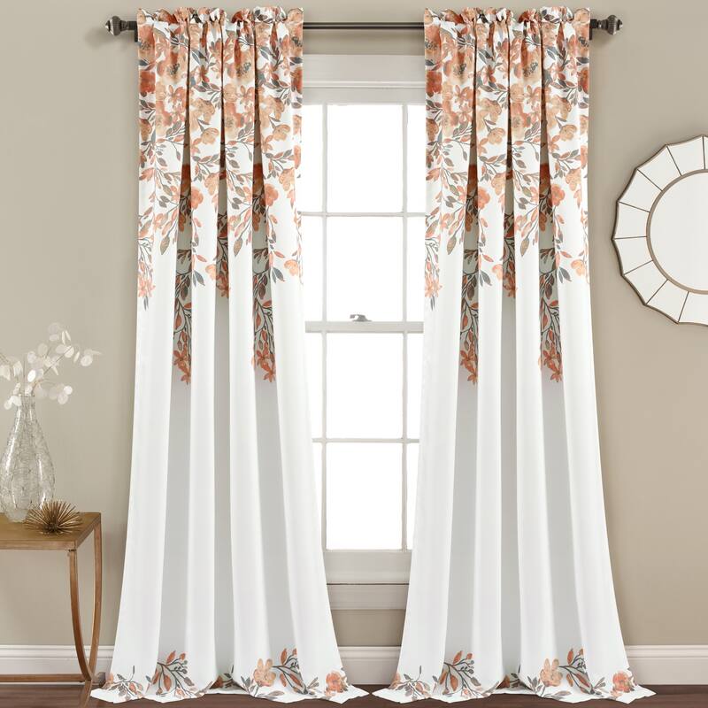 Porch & Den Elcaro Floral Room Darkening Curtain Panel Pair - 52"w x 84"l - Blush & Gray