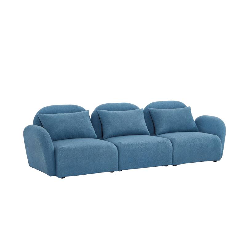 Living Room Furniture Three Seat Lazy Sofa Teddy Fabric White,High quality and durable