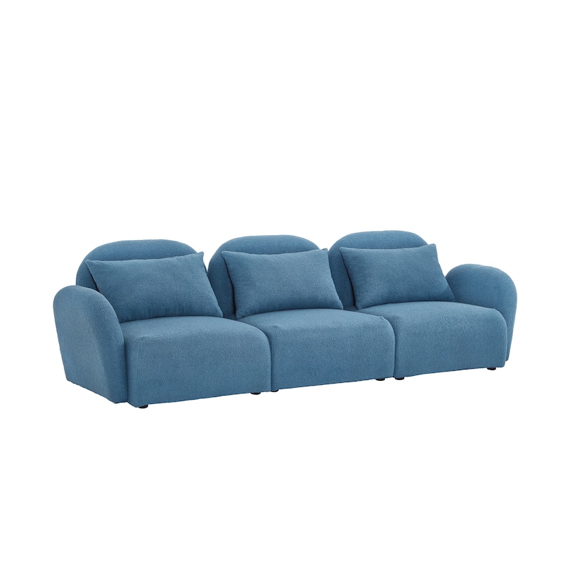 Living Room Furniture Three Seat Lazy Sofa Teddy Fabric White
