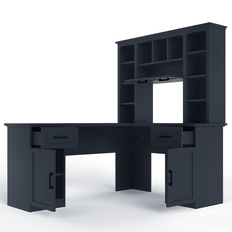 L-Shaped 59" Height Adjustable Electric Standing Desk, Sit and Stand Up Computer Desk For Home Office rustic