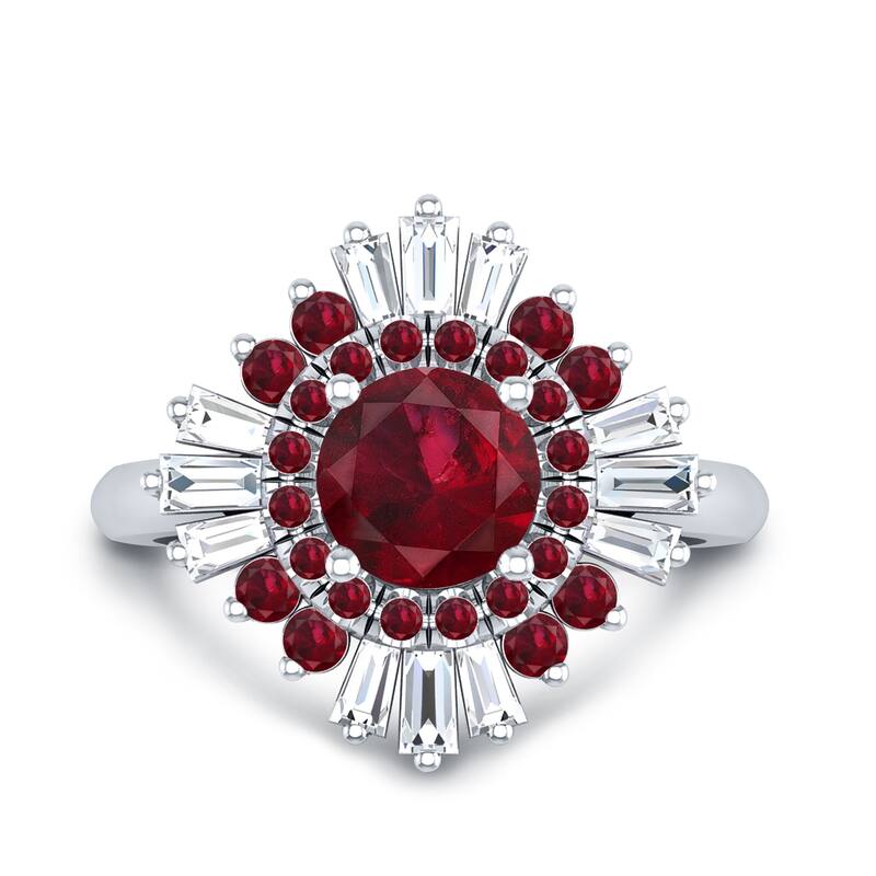 Auriya 1 1/3ct Red Ruby and Diamond Ballerina Engagement Ring 3/8ctw 14k Gold - White - 7.5
