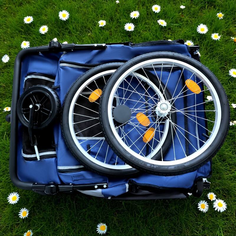 2-in-1 Pet Bike Trailer & Push Cart - 100LB Dog Carrier with Quick Release Wheels, Storage Bag & Safety Leash