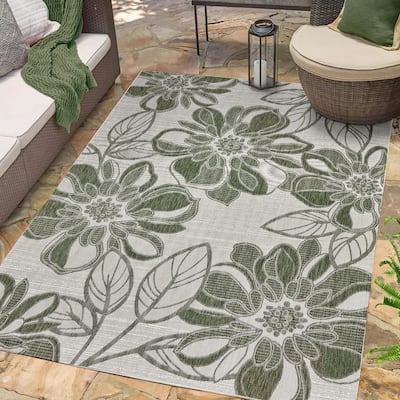 Gertmenian Tropea Woodbury Bold Floral Casual Easy Care Flatweave Indoor/ Outdoor Area Rug