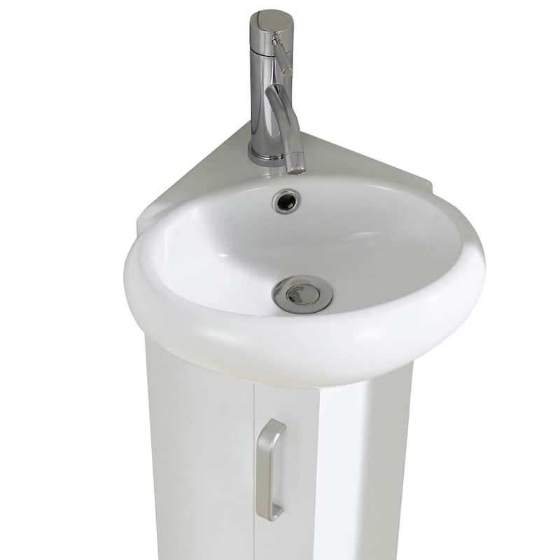 Fine Fixtures Milan Wood White Small Corner Bathroom Vanity