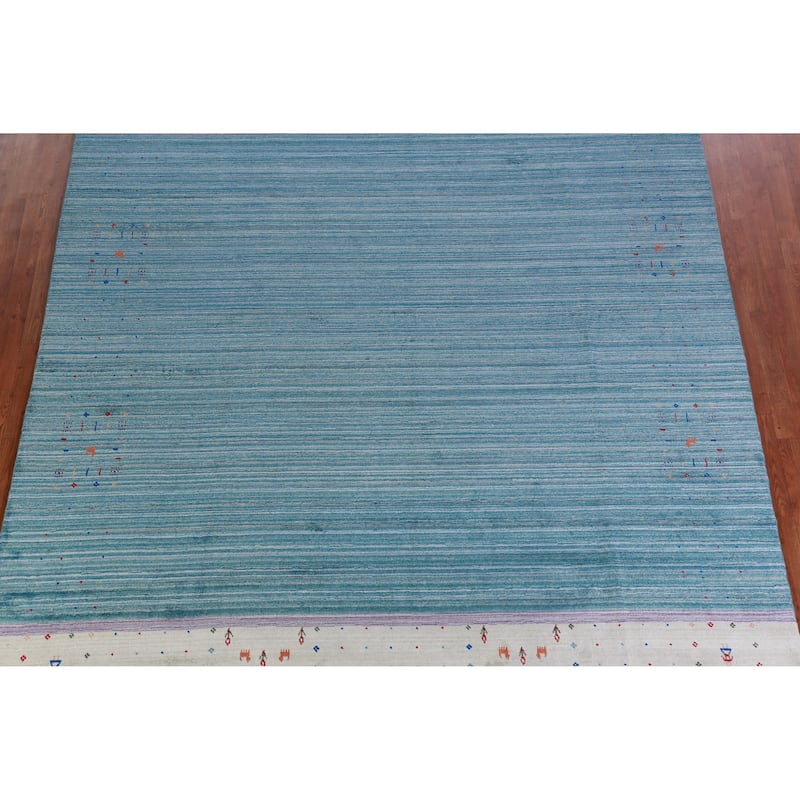Hand Knotted Oriental 100% Wool Carpet Tribal Tribal Navy Blue & Blues Gabbeh Area Rug - 10' 0'' X 8' 6''
