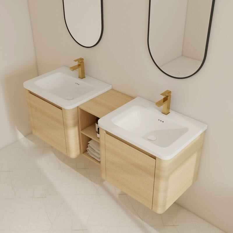 BNK 24''/28''/36''/40''/60''/68'' Bathroom Vanity With Sink, Floating Bathroom Vanity with Soft Close Doors and Shelf