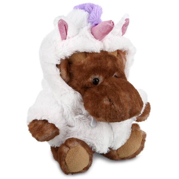 slide 2 of 6, DolliBu Sitting Brown Moose Unicorn Plush Stuffed Animal Toy - 10 inches