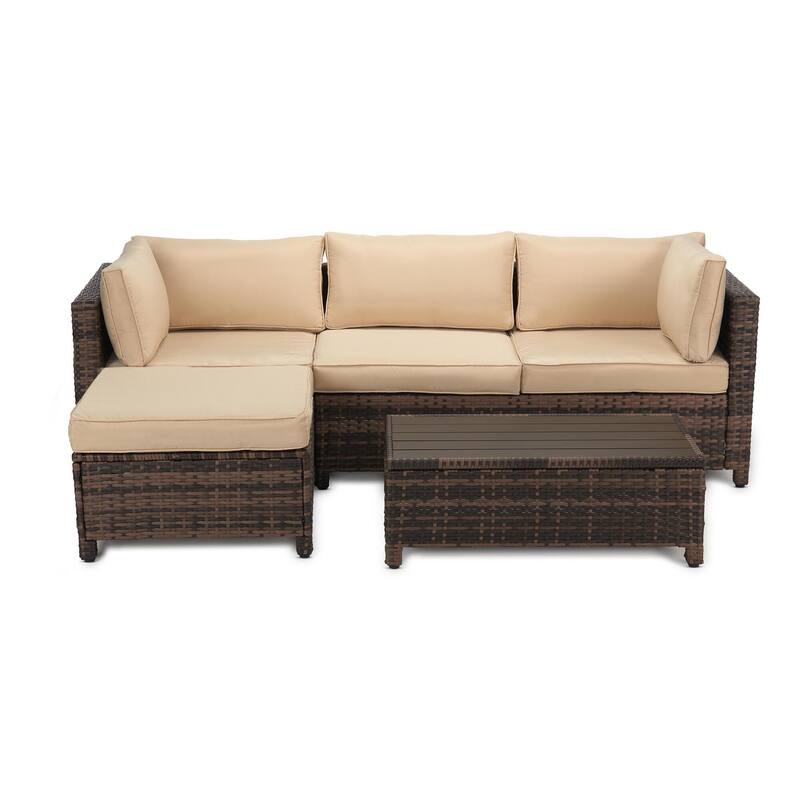 3 Pieces Wicker Patio Outdoor Sectional Set