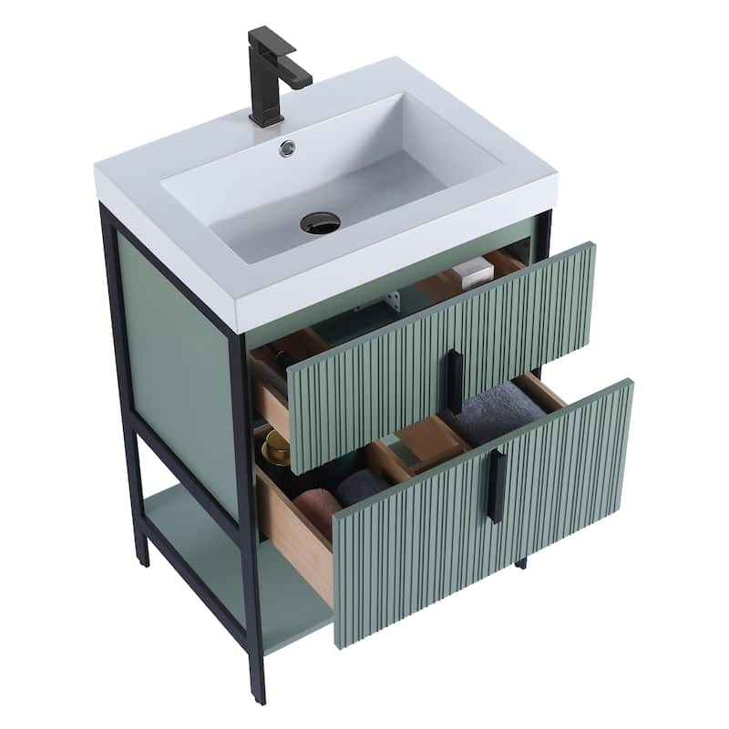 Fine Fixtures Serenity Modern Bathroom Vanity with White Gel Acrylic Top