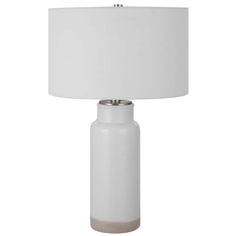 Handcrafted Ceramic Table Lamp with Drum Shade - 28"