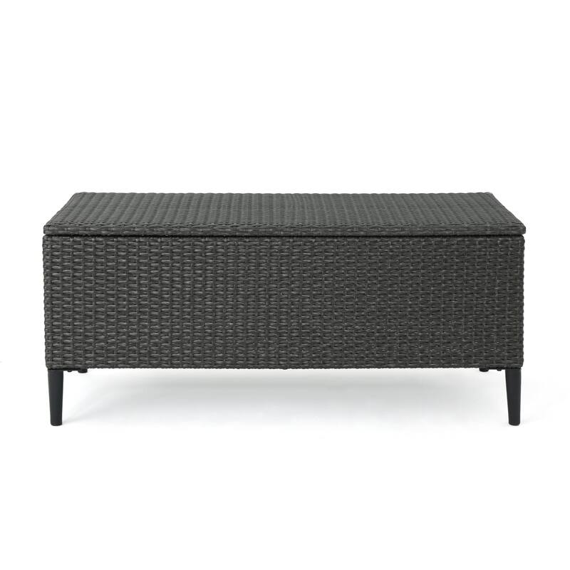 Rattan Storage Bench - Grey