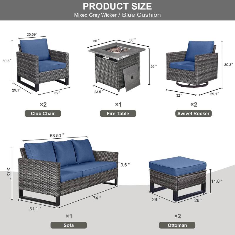 Gymojoy Outdoor Fire Pit Conversation Set, Patio Furniture with Cushions