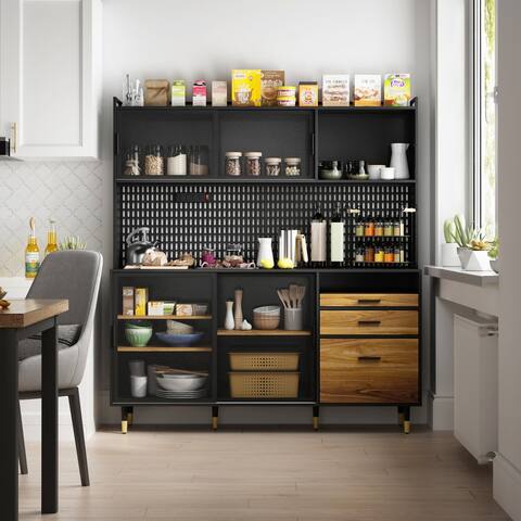 Kitchen Cabinet Pantry Cabinet Ample Storage Space Working Station