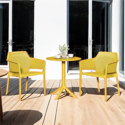 3 Piece Plastic Arm Chair Bistro with two Chairs and a Table