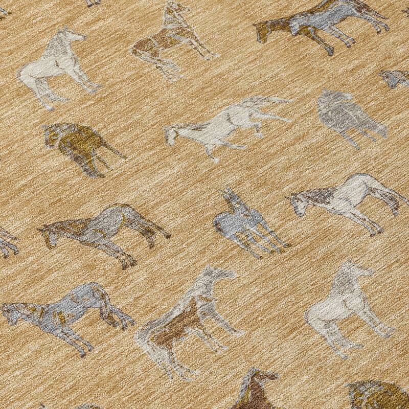 Machine Washable Indoor/ Outdoor Horses Chantille Rug