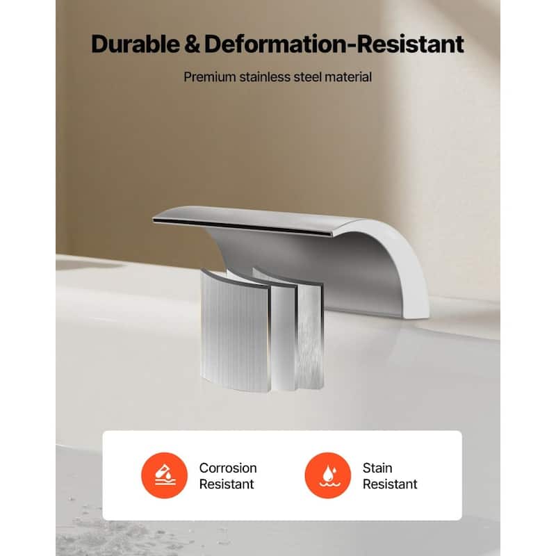 Silver Stainless Steel Deck Mounted Roman 3-Hole Tub Faucet with Dual Handles and Fast Fill Bathtub - 5.32” x 7.09” x 6.69”