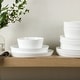 preview thumbnail 14 of 18, Gibson Home Modern Opal 16 Piece Glass Chip Resistant Dishes Double Plates and Bowls Lightweight Dinnerware Set