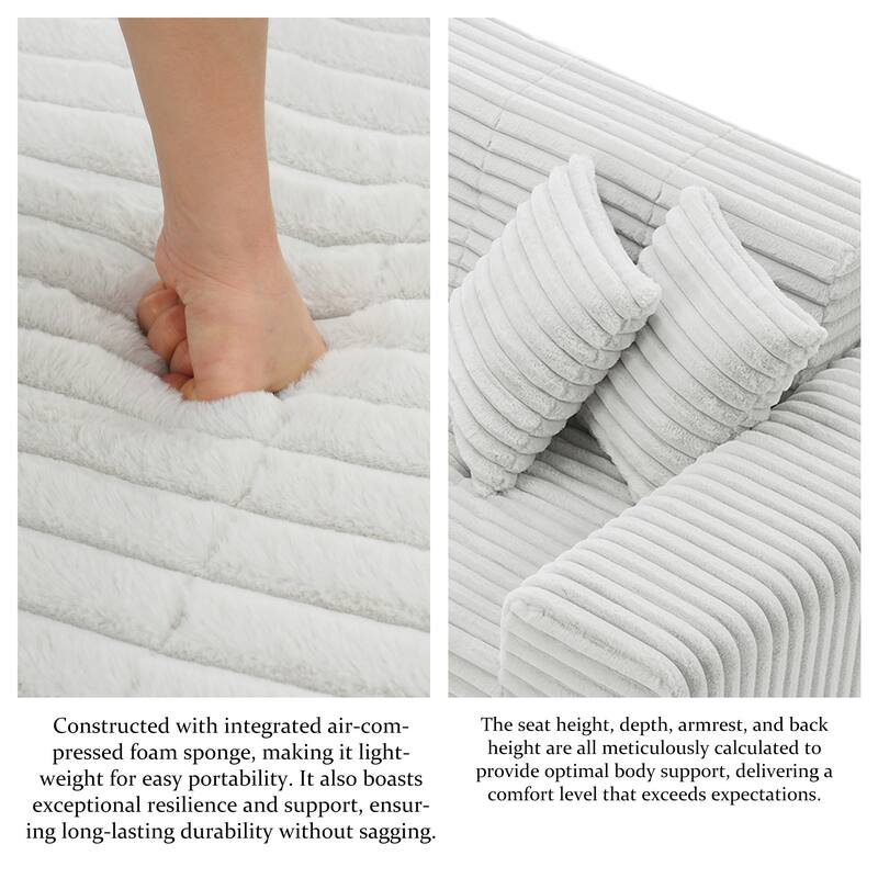 Scandinavian Corduroy Full-Foam Modular Sectional Sofa Set