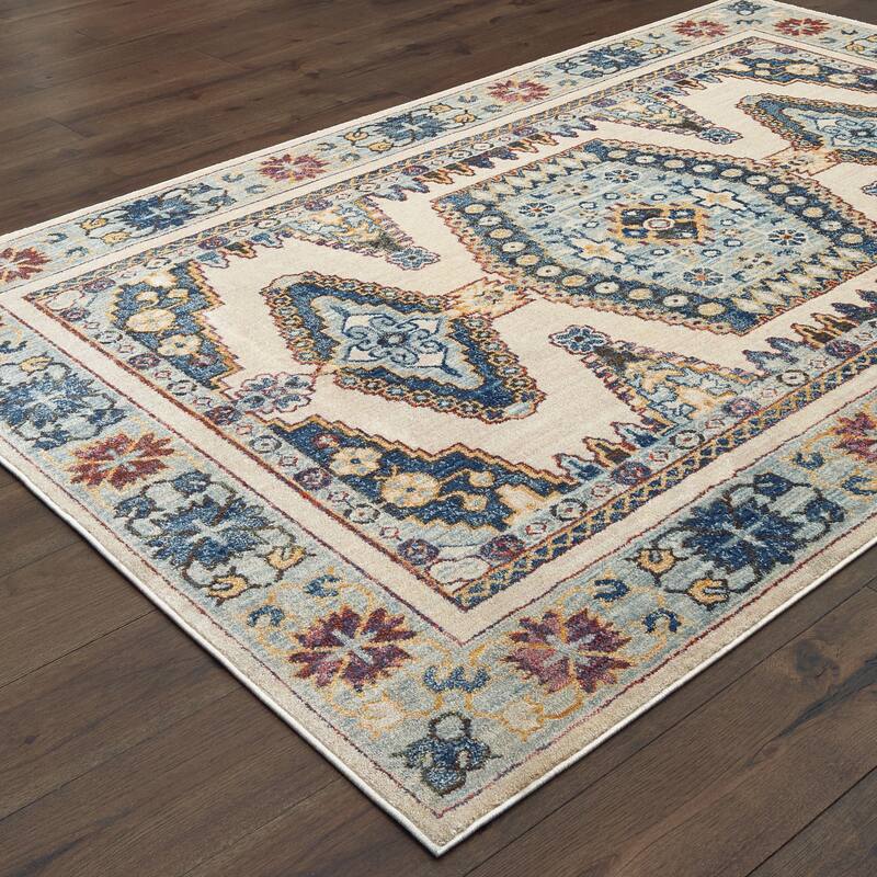 Vista Home Cumberland Tribal Medallion Ivory/ Blue Area Rug
