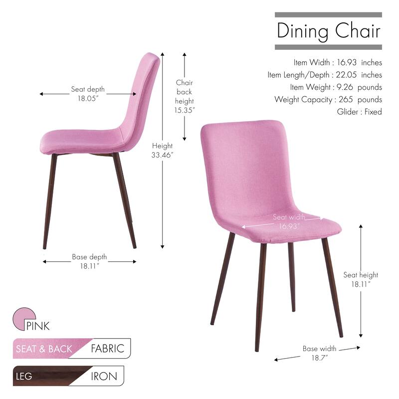 Porthos Home Lexi Dining Chairs Set of 2, Fabric Upholstery, Iron Legs