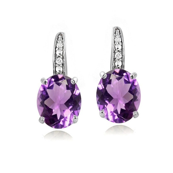 Glitzy Rocks Sterling Silver Gemstone and Diamond Accent Leverback Earrings (I-J, I2-I3). Opens flyout.