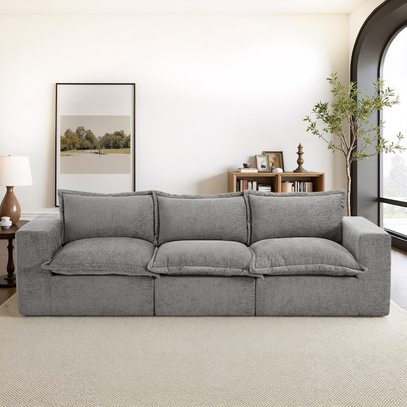 Comfy Cloud Couch Plush Modular Sectional Sofa For Living Room - Grey/3 piece - Symmetrical