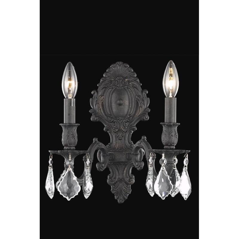 Elegant Lighting 9602W10/RC Monarch 2 Light 12" Tall Wall Sconce with - Dark Bronze
