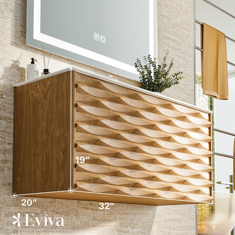 Eviva Oahu 32"W Oak Vanity with Solid Surface Integrated Sink